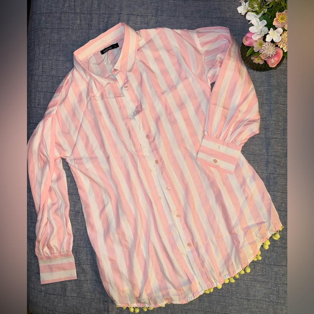 Boohoo Candy Stripe BeachShirt